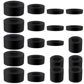 20 Pack Thick Rubber Washers - Round & Flat Spacers, 4 Sizes, Black Rubber Bushings