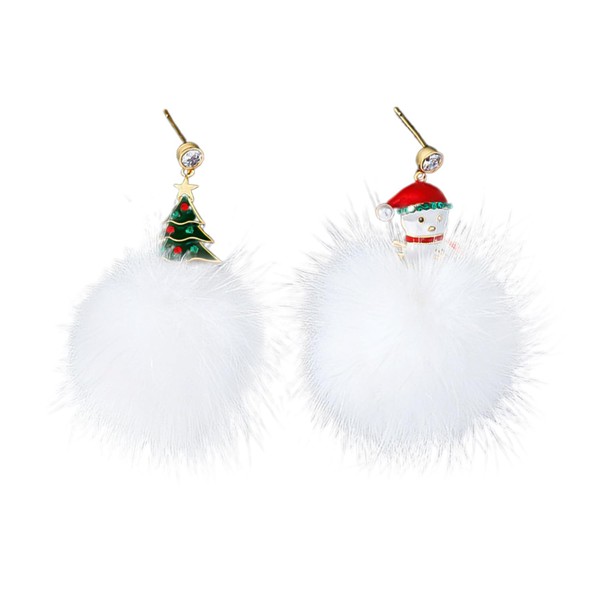 RmKbe Christmas Pom Pom Earrings Fluffy Pom Pom Earrings Cute