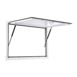 Garvee Concession Window for Food Truck 36x24 Inch, Aluminum Alloy Food Truck Window with Door Handle, Concession Awning Door Up to 85 Degrees, for BBQ Trailer, Mobile Catering, Glass Not Included