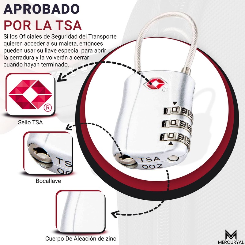 MERCURYAL Suitcase Lock Travel Locker Luggage Locks TSA Padlock Security