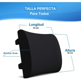 Artromed Cojín Soporte Lumbar de Espalda para Silla de Oficina Ajustable y Transpirable, 100% Memory Foam