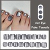 Black False Toe Nails - 24pcs Cat Eye Short Stick