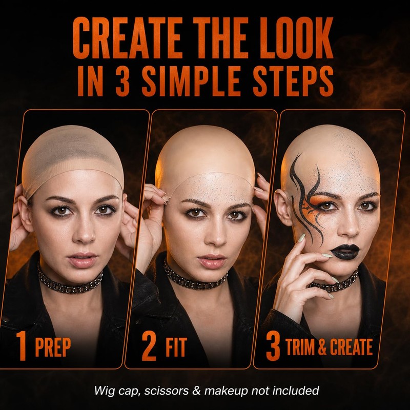Latex Bald Cap for Adults, Realistic Nude Bald Head for