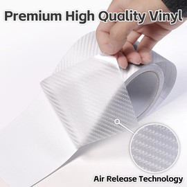 Arespark Transparent Carbon Fiber Vinyl Wrap, Cars Window Door Trim Universal DIY Chrome Delete Vinyl Wrap, Door Edge Guards Protection Tape Accessories with Free Tool Kit (3in x 30ft)