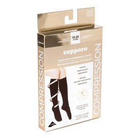 Supporo Knee High Compression Socks For Women, Used For Sports, Medical, and Travel to Boost Blood Circulation and Recovery 16 - 20 mmhg, Extra Large, Black