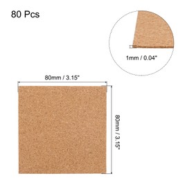 uxcell 80pcs Self Adhesive Cork Coasters 3.1"x 3.1"x 0.04" Cork Mats Cork Tiles Cork Backing Sheets Mini Wall Cork Board for Coasters and DIY Crafts, Square