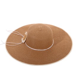 LY4U Women's Wide Brim Straw Hat, UPF 50 Summer Beach Hat, Floppy Foldable Roll Up Travel Hat for Women, khaki