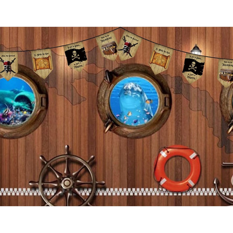 Pirate Banner Pirate Birthday Party Banner Jolly Roger String Flags
