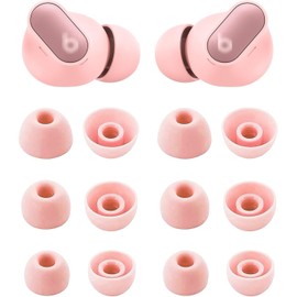 Rqker Ear Tips Compatible with Beats Studio Buds+, S/M/L Sizes 6 Pairs Soft Silicone Replacement Tips Earbuds Covers Eartips Compatible with Beats Studio Buds +, Cosmic Pink 12