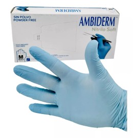 Ambiderm Guante Nitrilo Azul Ambiderm No Estéril Mediano Caja 100 Pzs Talla M