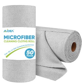 AIDEA Microfiber Cleaning Cloth Roll, 50PK, Paper Towels Reusable Grey Tear Away Towels, Washable Shop Rags, Microfiber Towels for Cars, Lint Free Rags for House, Kitchen, Window,11.5"×11.5"