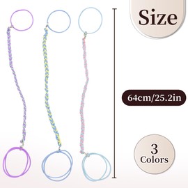 ORNAROVI 3 Packs 25" Rip Tie Hair Ties for Sports, Colorful Ponytail Holders for Women, Elastic Spiral Hair Ties for Medium Long Fine Hair, Braided Pony Tails Hair Tie (Set B)