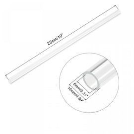 sourcing map Acrylic Hose Clear Rigid Round Tube 8 mm Inner Diameter 10 mm Outer Diameter 10 Inch for Lamps and Lanterns Water Cooling System Pack of 2