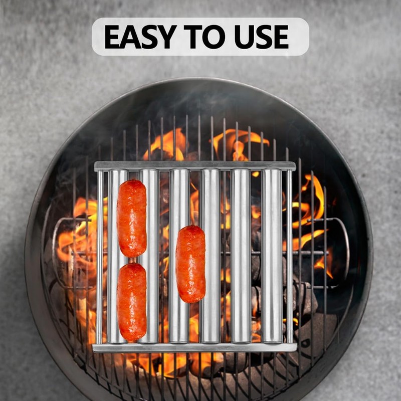 QKDS Hot Dog Sausage Roller Rack, Stainless Steel BBQ Hot