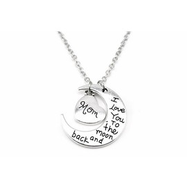'"I Love You To The Moon And Back Kim Johanson Moon Necklace Silver with Gift Bag), Base Metal, Silver