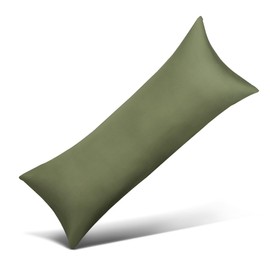 100% Cotton Body Pillow Case Cover with Zipper, Wrinkle-Free, Super Soft Pillowcase, Breathable Long Pillow Protector, 21" x 54", Green