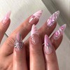 Press on Nails Almond Medium Fake Nails Pink French Tip
