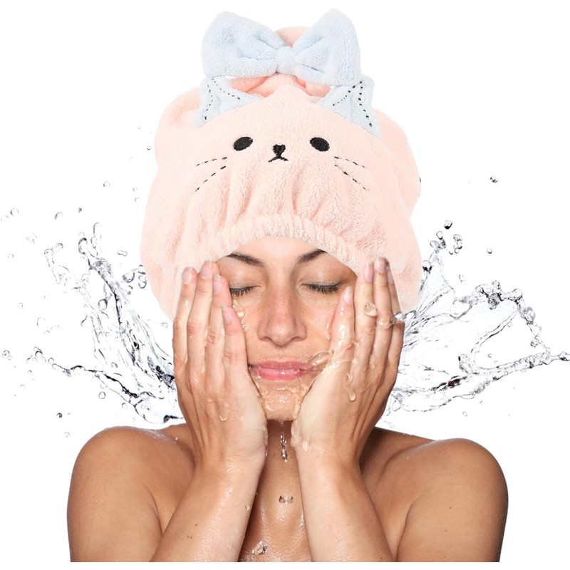 Genérico Toalla de Microfibra Cabello Absorbente y Diseño de Gorro