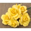 6 Yellow Full Open Bud Wooden Roses for Crafts Custom