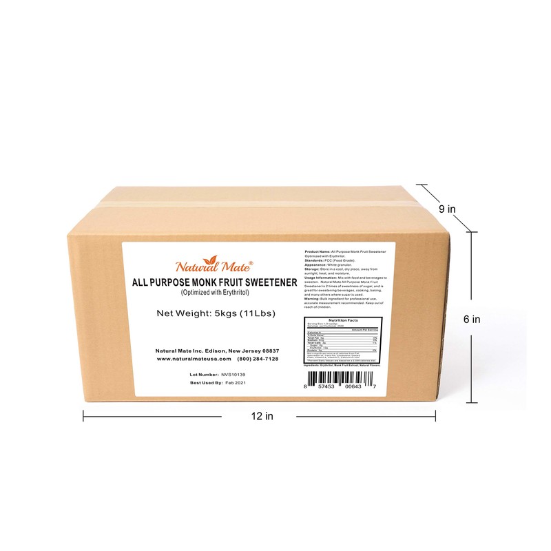 Monk Fruit Zero Calorie Sweetener (2x Sugar Sweet, Original), 5kg/11Lbs-