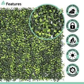 SunnyRoyal Artificial Boxwood Panels 20" x 20" Pivacy Ivy Fence Screen Greenery Garden Fencing for Ourdoor Indoor Backyard Fence Decoration, Boxwood with Backing, 6 Packs