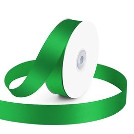 KMER LIFE 1 inch Wide x 50 Yards Green Single Faced Polyester Satin Ribbon, Green Satin Ribbon Perfect for Wedding Decor, Wreath, Crafts, Gift Wrapping & Other Projects (Green)