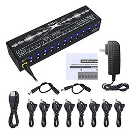 Vivlex Guitar Pedal Power Supply Station 10 Isolated Outputs for 9V/12V/18V Guitar Bass Effects Pedal Amps Keyboard, Built-in USB Port for Phone, with DC 18V/1A Power Adapter, Short Circuit Protection