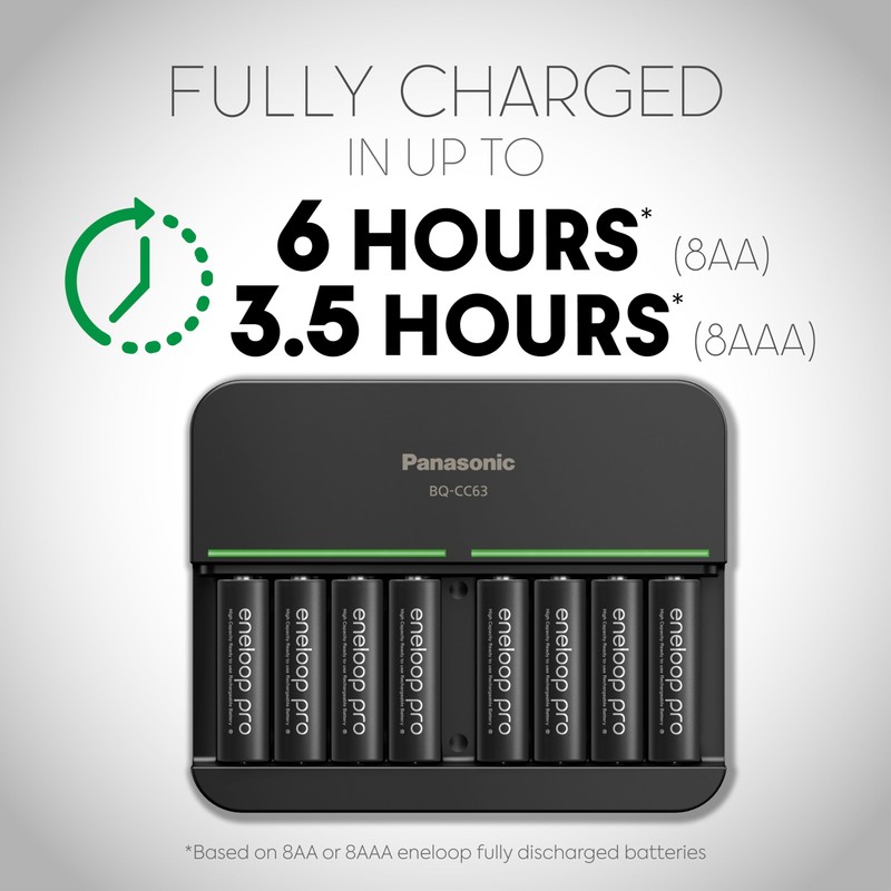 Panasonic K-KJ63KHA8BA Advanced eneloop pro 8-Position Rechargeable Battery 6-Hour Quick
