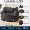 Dark Grey Bean Bag Chair with Handle, Floor Sofa for