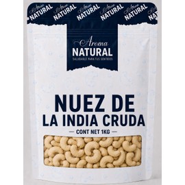 Aroma Natural | Nuez de la India Cruda 1 kg – Bolsa Resellable | Sin Sal · Sin Gluten · Keto | Cashew Natural para Snack, Repostería y Cocina Vegana