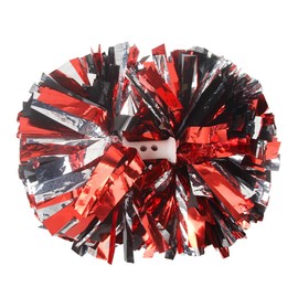 Hooshing 2PCS Red and Black and Silver Pom Poms Cheerleading Professional Cheerleader Pom Poms for Cheer Squad Team Sports Performance Training