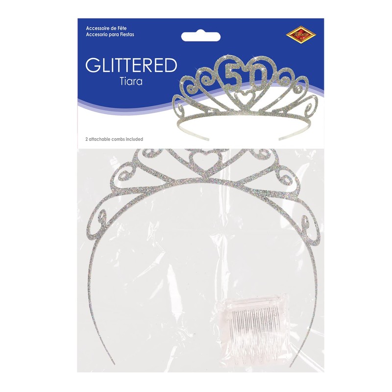 Glittered 50 Tiara Party Accessory (1 count) (1/Pkg)
