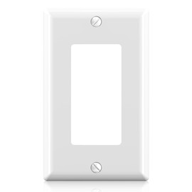 ELEGRP Decorative Receptacle Wall Plate, 1-Gang Standard Size Decorator Covers, Unbreakable Polycarbonate Faceplates for Decorator Device, UL Listed, Screws Included (1 Pack, Glossy White)