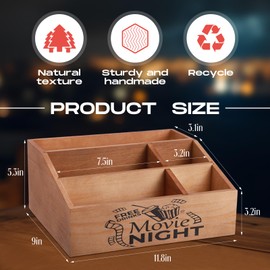 Colingmill Christmas Snack Trays Snack Organizer for Countertop Wood Snack Storage Bins Basket Snack Holder Food Station Organizer for Home Bar Accessories Kitchen Chips Candy Popcorn(Movie Night)