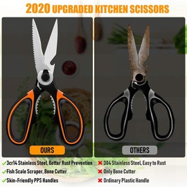 Heavy Duty Kitchen ScissorsSharp Stainless Steel Kitchen Shears Multipurpose Utility Cooking Scissor with Blade Cover for Chicken, Fish,Vegetables,Meatm, Poultry,Herbs Etc