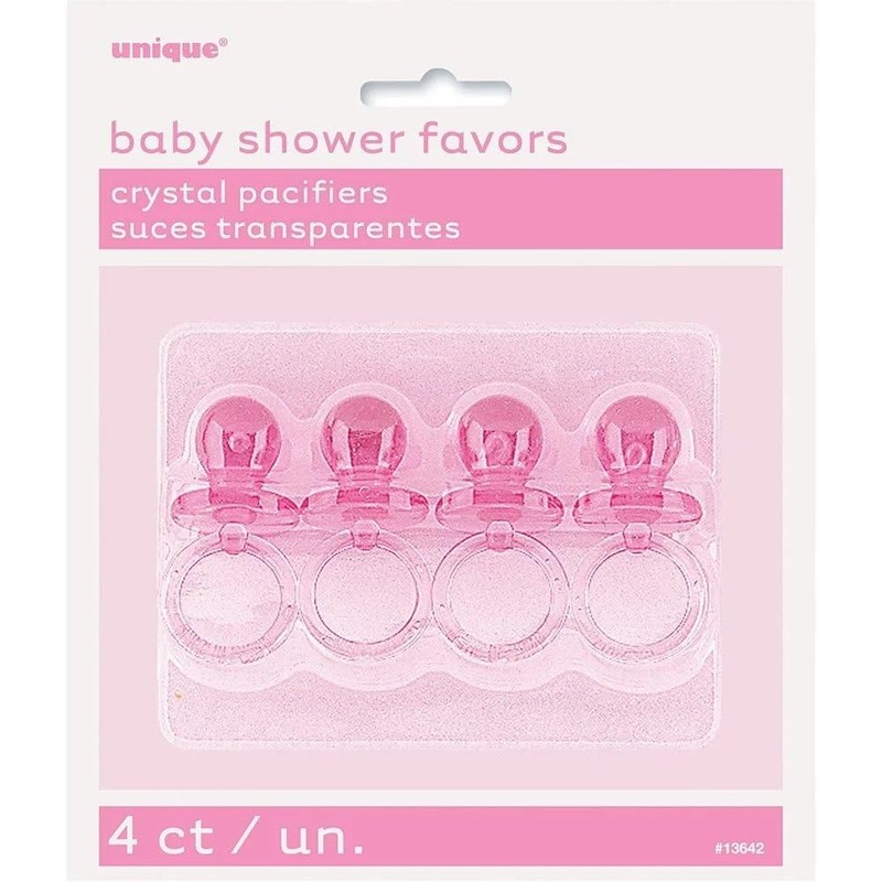 Pink Acrylic Crystal Pacifier Favors - 4 Pieces, 2'' -