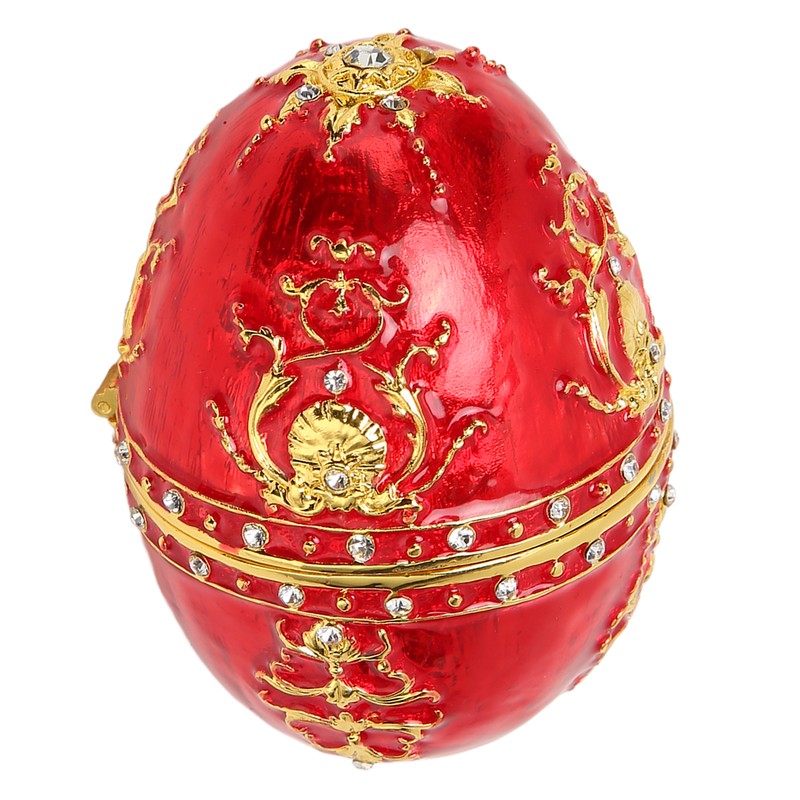 Egg Style Jewelry Trinket Box Zinc Alloy Hand Painted Enameled