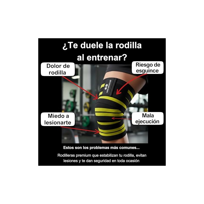 Kit Vendas Para Rodilla Knee Wraps + Coderas +muñequeras Gym