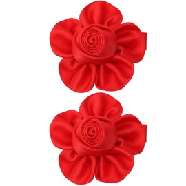 ZOLYCO Tiny 2 Inch Flower Hair Bows Clips - Lined Boutique Alligator Hat Hairpin for Baby Girls, Toddlers, and Little Teens - Kids Barrettes Set of 2 Small Stylish