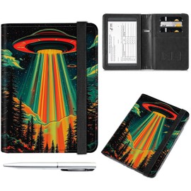 Passport and Vaccine Card Holder Combo,Passport Cover Case with Vaccine Card Slot RFID Blocking,Wallet,Passport Cover,Passport Case,Passport Holder for Women and Men,Colorful alien UFO