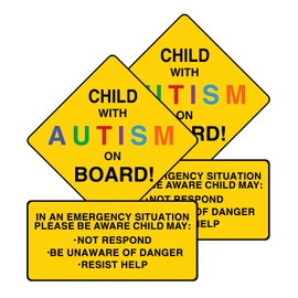 2 Pack Autism Awareness Car Magnets - Child with Autism On Board Car Decal for Car Truck SUV Van Window Bumper Reusable