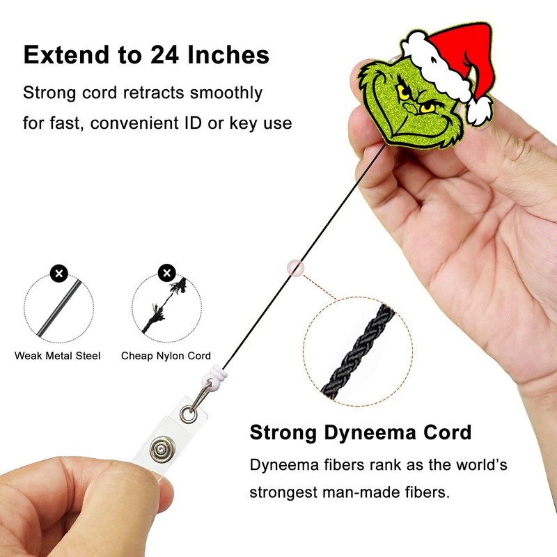 Funny Christmas Badge Reel – Cute Glitter Retractable ID Card