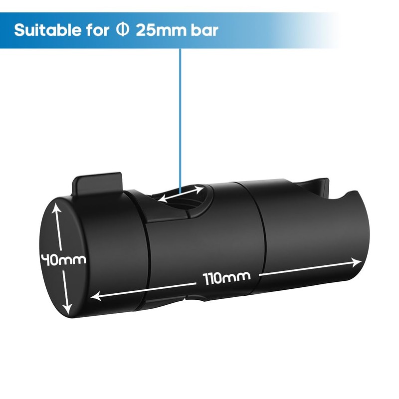 Decaura Shower Head Holder for 25mm Slide Bar, Plastic Swivel