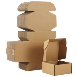 Qilery 60 Pcs Shipping Boxes Small Corrugated Cardboard Box Packaging Book Boxes Thick Comic Book Mailers for Packaging Present Mailing Small Business(Brown,4x 4 x 2 Inch)