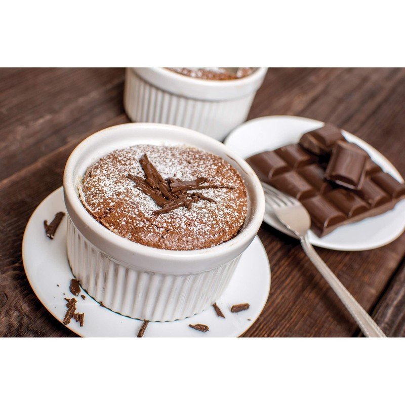 HIC Kitchen Souffle Ramekin Set, Fine Porcelain, 6-Ounce, Set of