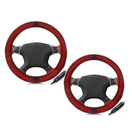 ZONETECH Car Heated Steering Wheel Cover 12V - Vehicle Hand Warmer Steering Wheel Protector, Rapid Heating Universal fit Wheels for Cars, Trucks, Vans, SUVs 2-Pack