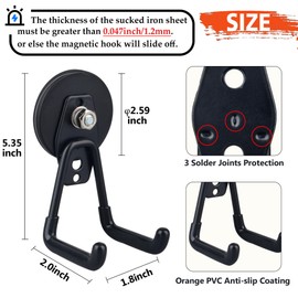 ULIBERMAGNET Heavy Duty Magnetic Garage Hook,6 Pack Strong Large Magnet Hooks for Power Drill,Garden Tools,Hose,Pegboard,Garage, Workshop,Magnetic Storage Hooks for Indoor Outdoor Hanging(Black)