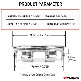 RhinoTuning 4PCS 75mm Wheel Center Caps Compatible with OZ Racing Superforgiata/Honda S2000 ap2v2 Wheel OD: 2.93"(75 mm) ID: 2.76"(70 mm) for M242 Replacement Sliver Wheel Center Hub Caps