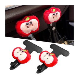 Zpana 2PCS Car Co-Pilot Glovebox Hooks, Cute Apple Anti-Scratch Leather Passenger Front Seat Storage Hanger, Multifunctional Automotive Interior Organizer Hook Accessories, Universal Fit (Pink)