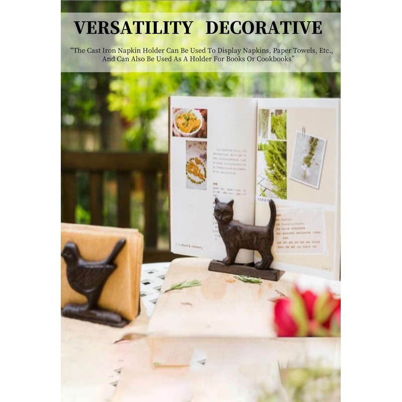 Zestify Exquisite Vintage Cast Iron Napkin Holder With Playful Standing